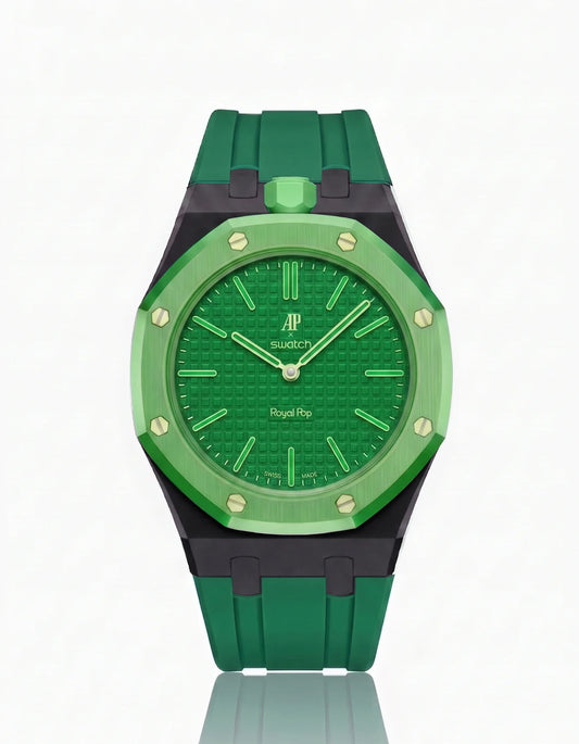Rubber Strap & Case For AP x Swatch Royal Pop Green Eight