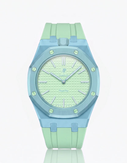 Rubber Strap & Case For AP x Swatch Royal Pop Blaue Acht