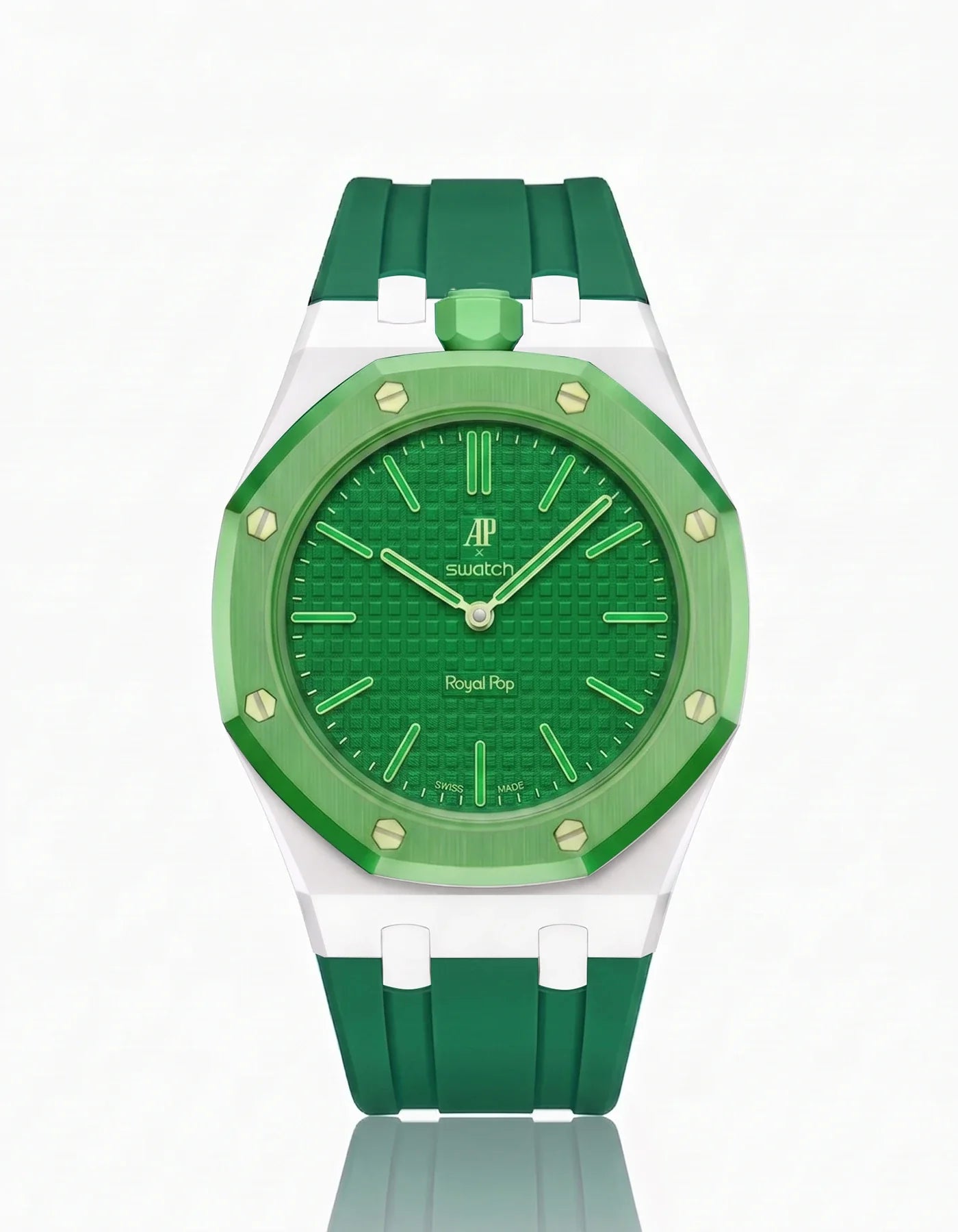 Rubber Strap & Case For AP x Swatch Royal Pop Green Eight