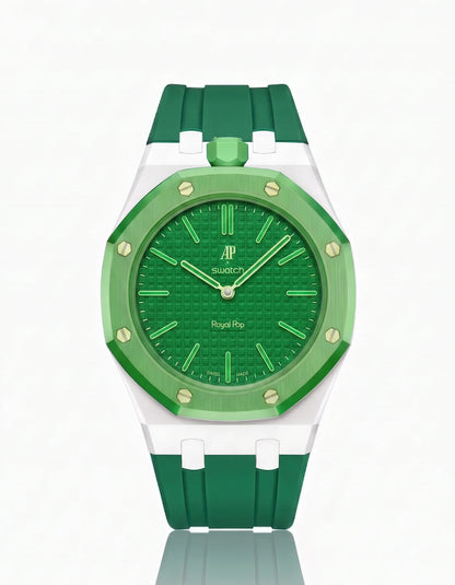 Rubber Strap & Case For AP x Swatch Royal Pop Green Eight