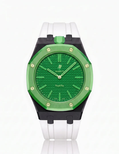 Rubber Strap & Case For AP x Swatch Royal Pop Green Eight