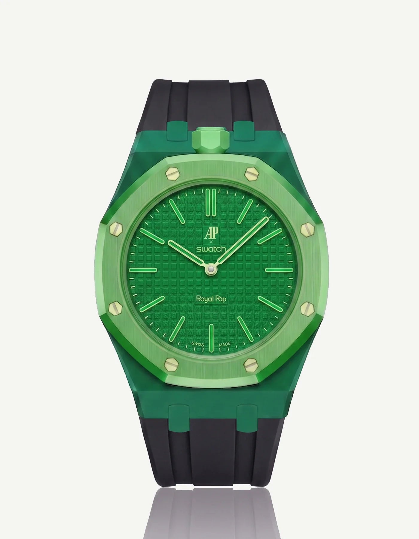 Rubber Strap & Case For AP x Swatch Royal Pop Green Eight