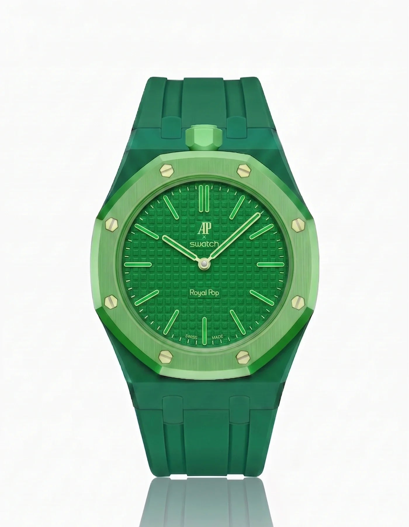 Rubber Strap & Case For AP x Swatch Royal Pop Green Eight