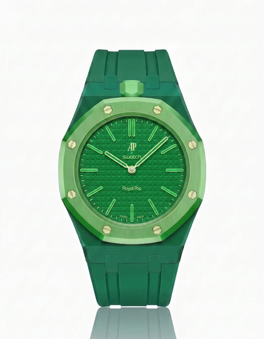 Rubber Strap & Case For AP x Swatch Royal Pop Green Eight
