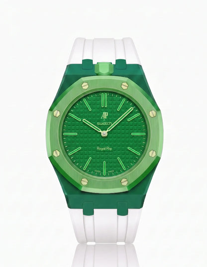 Rubber Strap & Case For AP x Swatch Royal Pop Green Eight