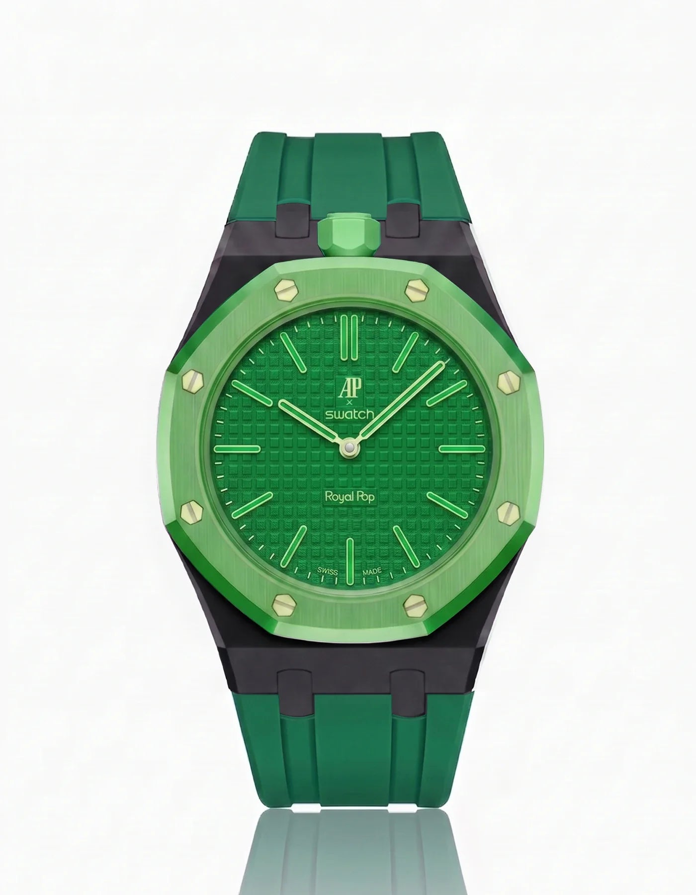 Rubber Strap & Case For AP x Swatch Royal Pop Green Eight