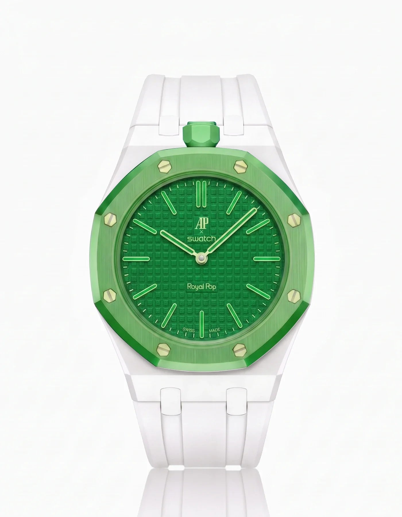 Rubber Strap & Case For AP x Swatch Royal Pop Green Eight
