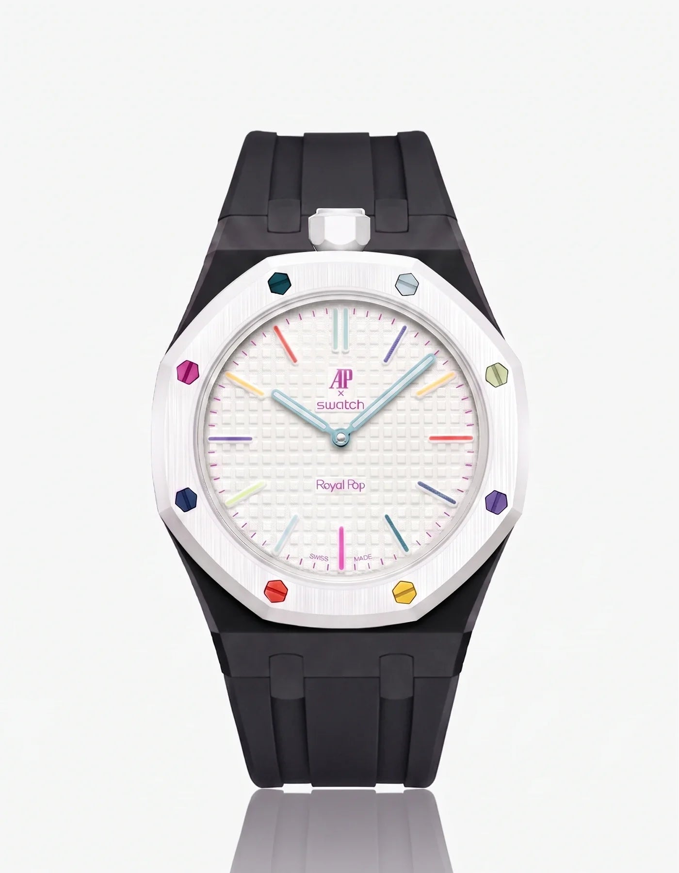 Rubber Strap & Case For AP x Swatch Royal Pop Huit Blanc