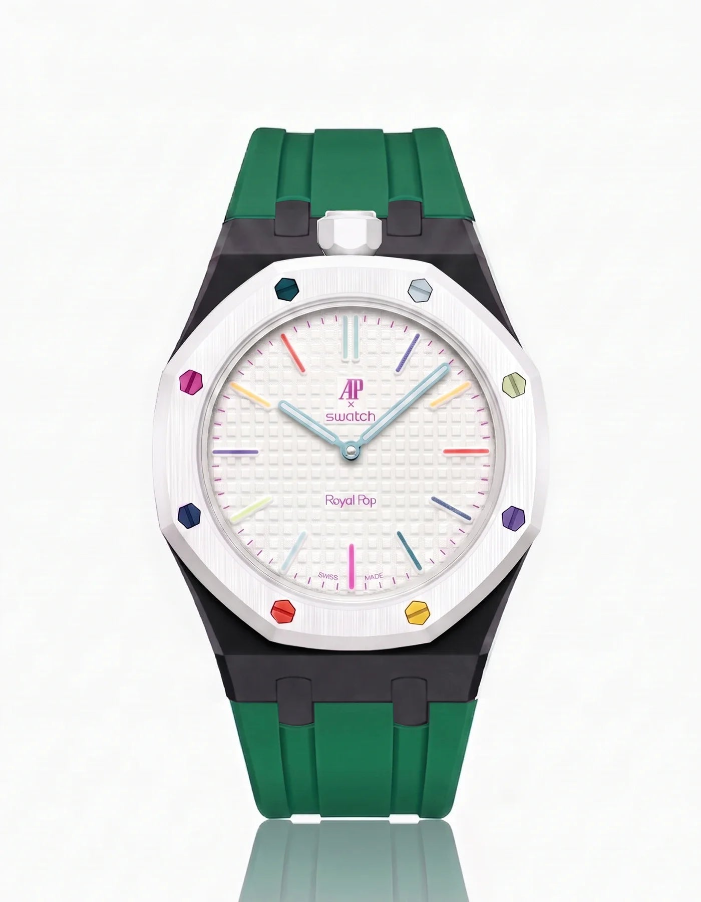 Rubber Strap & Case For AP x Swatch Royal Pop Huit Blanc