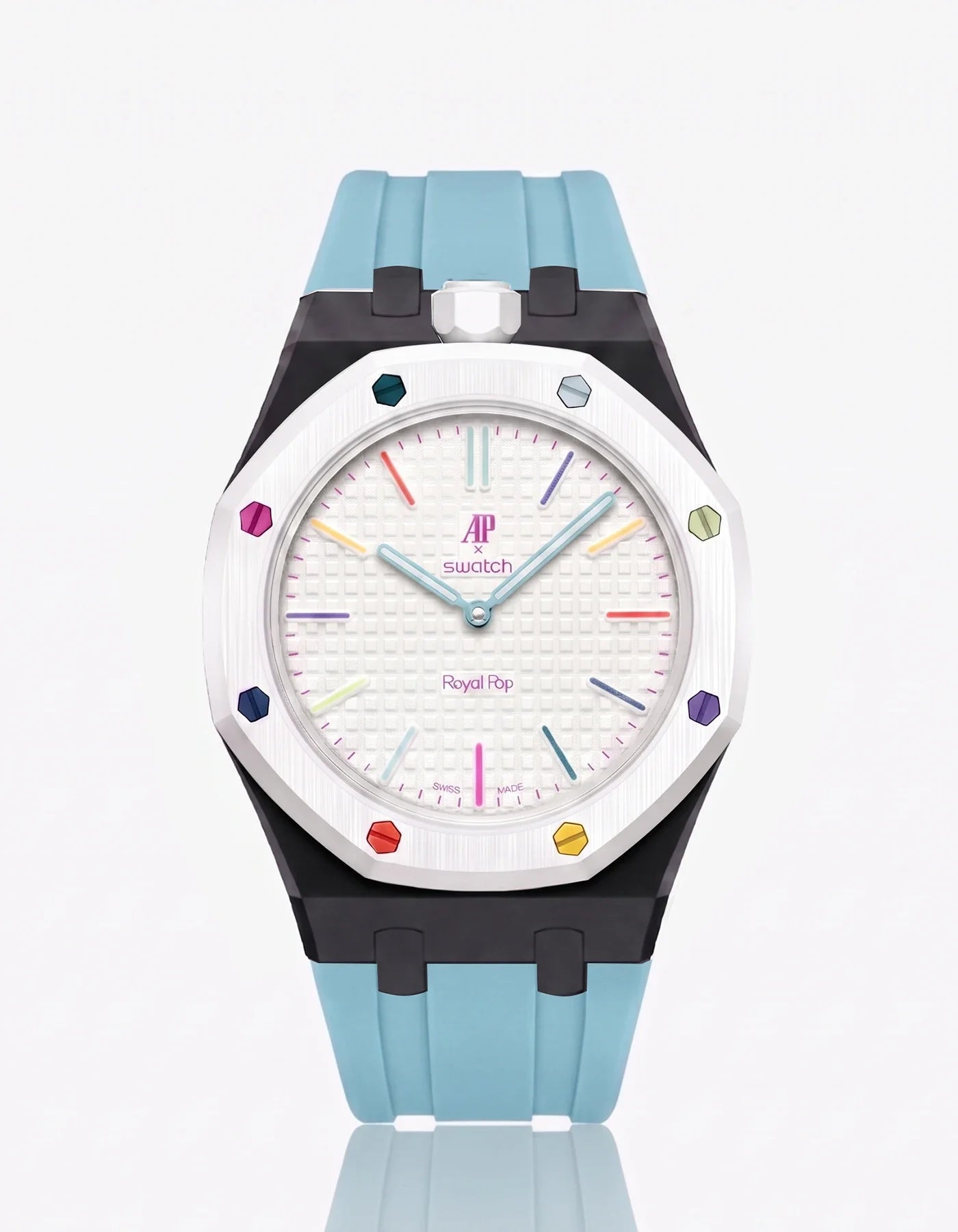 Rubber Strap & Case For AP x Swatch Royal Pop Huit Blanc