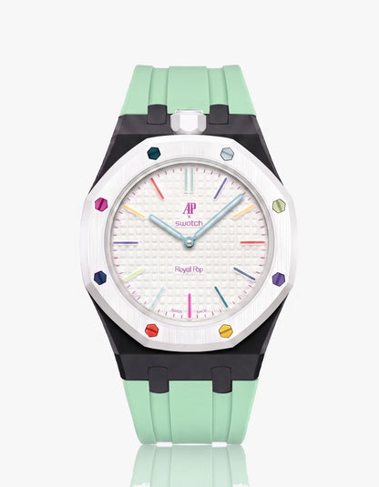 Rubber Strap & Case For AP x Swatch Royal Pop Huit Blanc