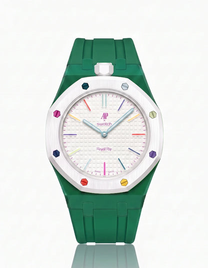Rubber Strap & Case For AP x Swatch Royal Pop Huit Blanc