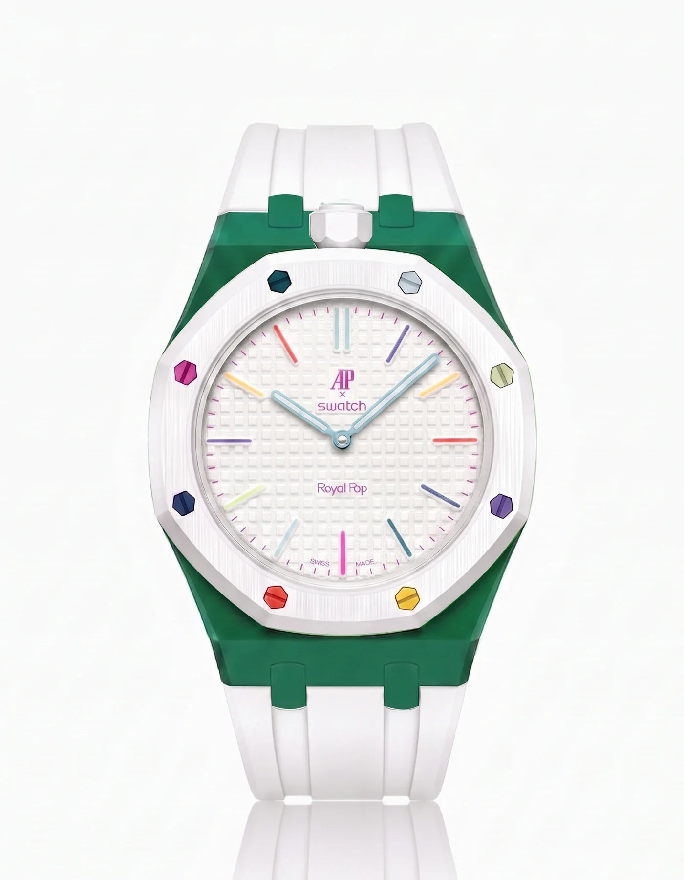 Rubber Strap & Case For AP x Swatch Royal Pop Huit Blanc