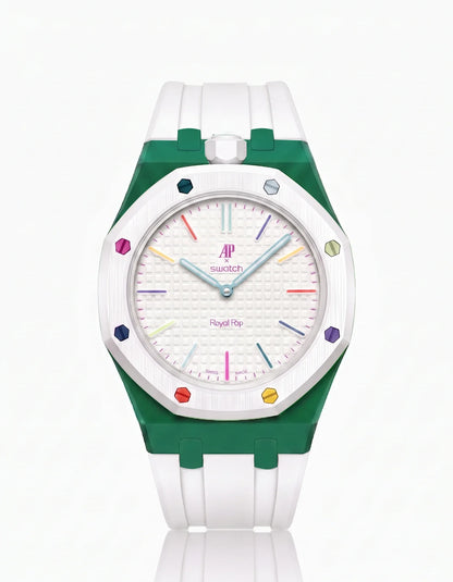 Rubber Strap & Case For AP x Swatch Royal Pop Huit Blanc