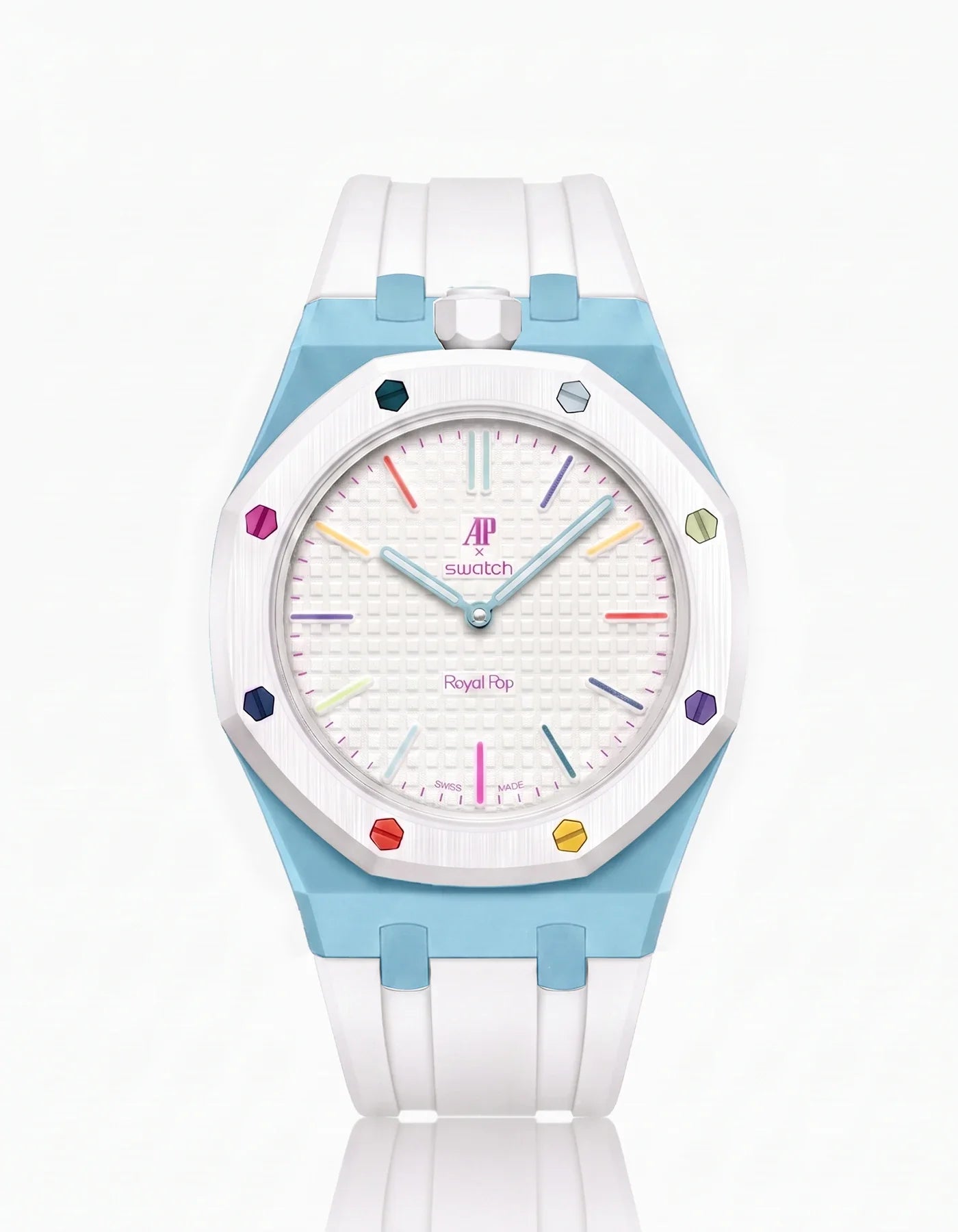 Rubber Strap & Case For AP x Swatch Royal Pop Huit Blanc