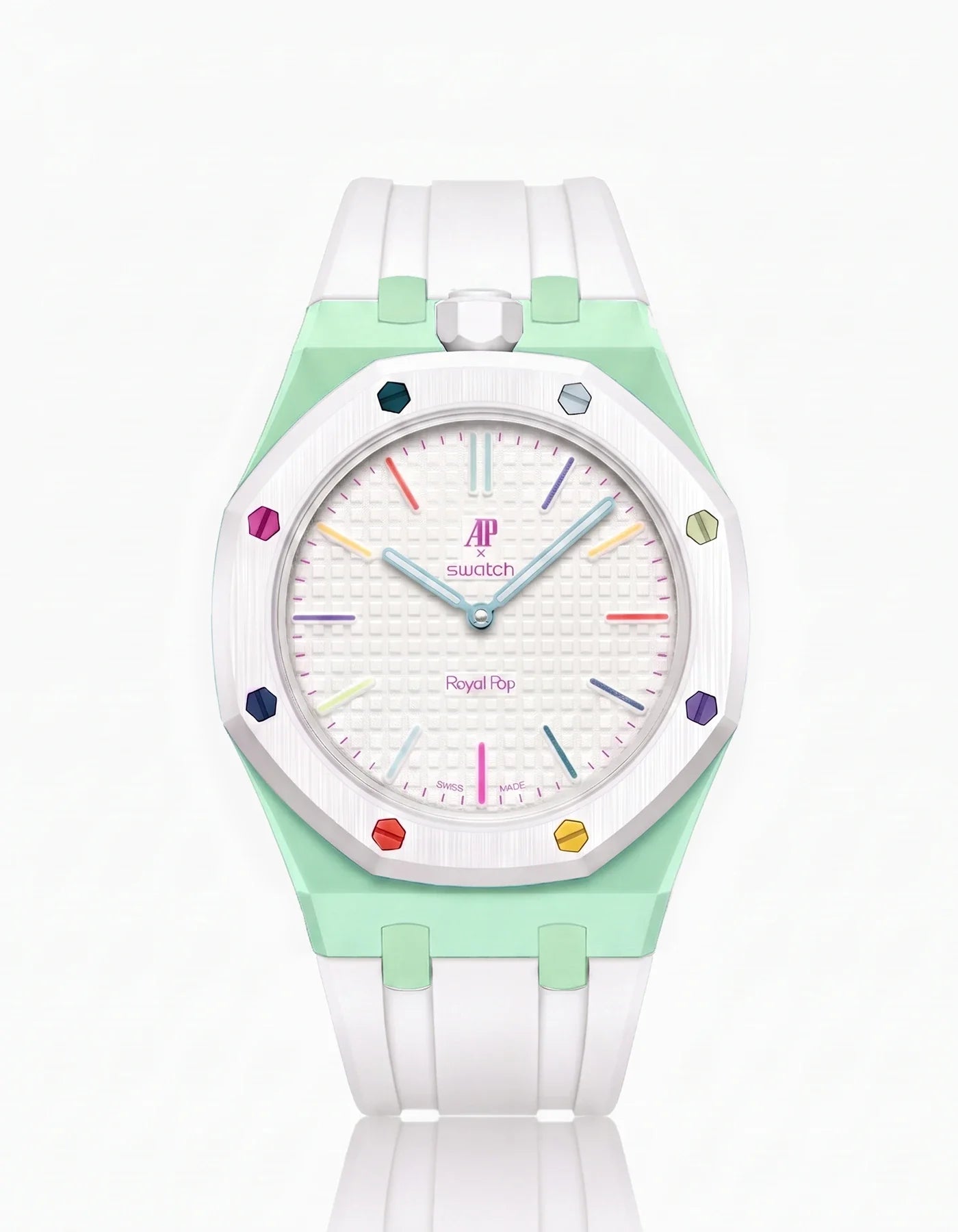 Rubber Strap & Case For AP x Swatch Royal Pop Huit Blanc