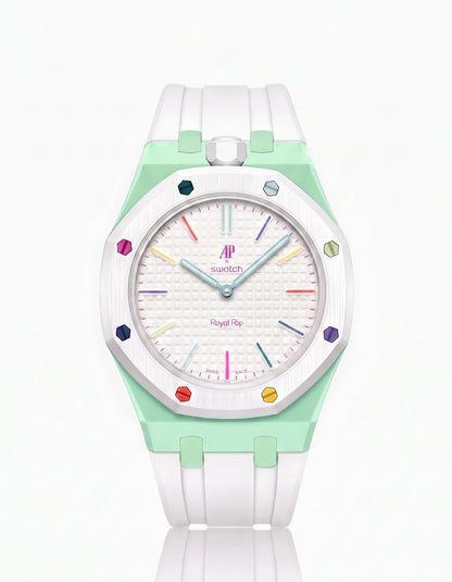 Rubber Strap & Case For AP x Swatch Royal Pop Huit Blanc