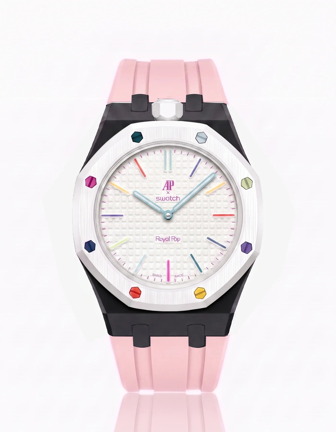 Rubber Strap & Case For AP x Swatch Royal Pop Huit Blanc