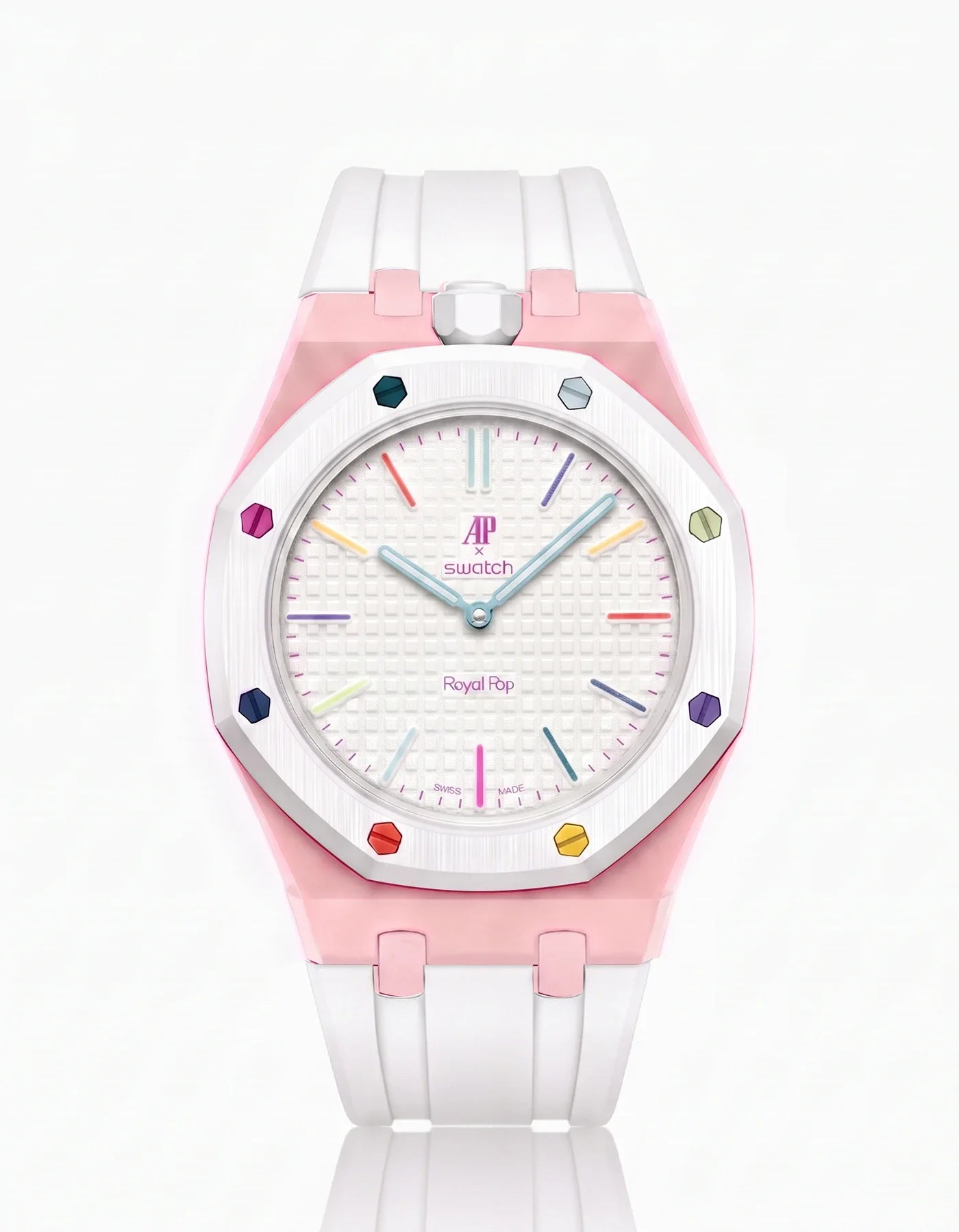 Rubber Strap & Case For AP x Swatch Royal Pop Huit Blanc