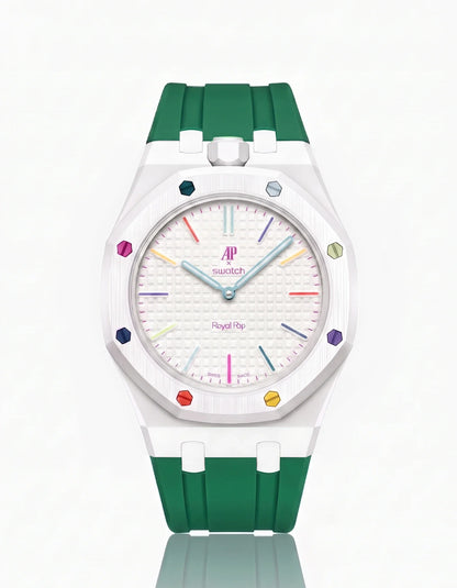Rubber Strap & Case For AP x Swatch Royal Pop Huit Blanc