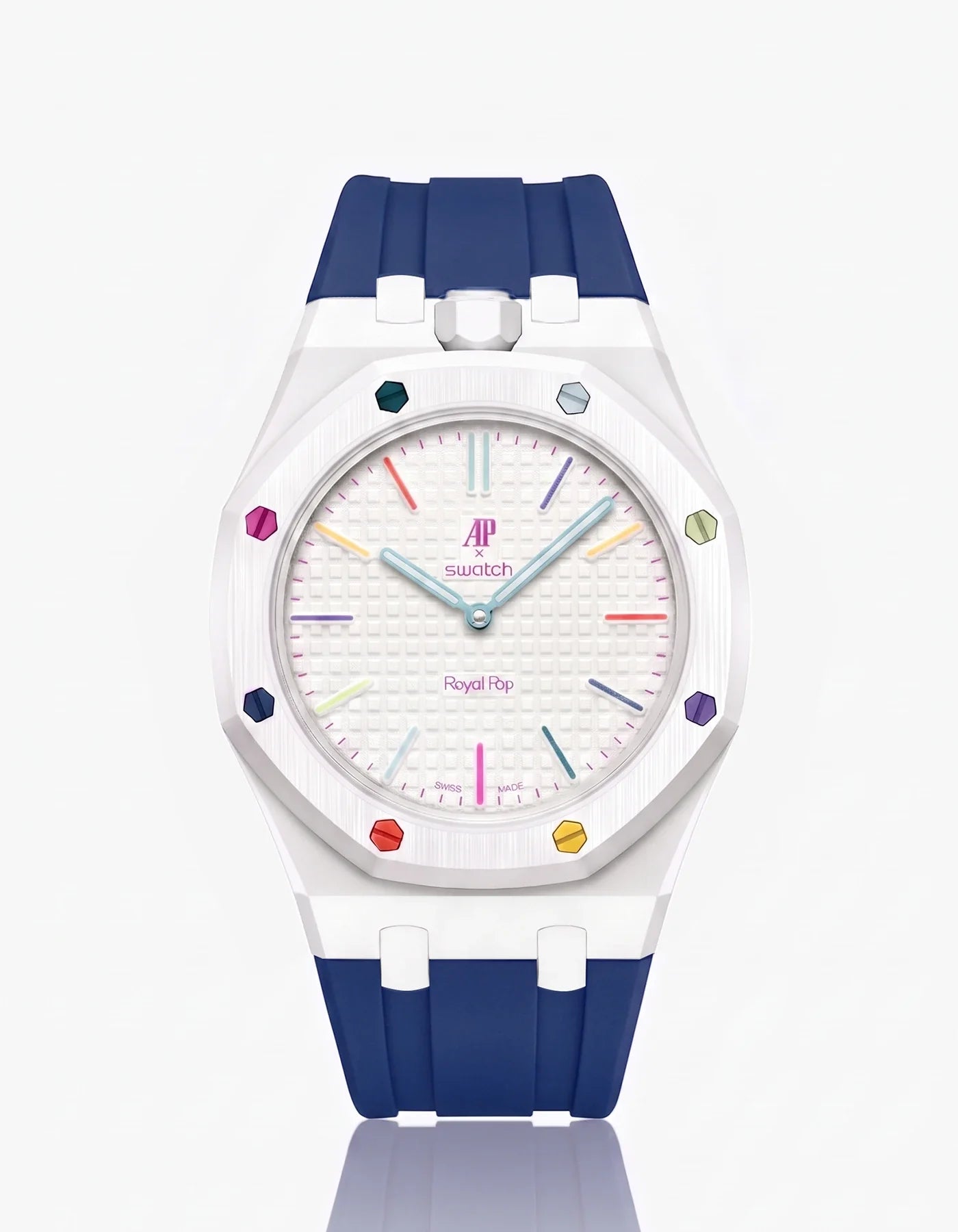 Rubber Strap & Case For AP x Swatch Royal Pop Huit Blanc