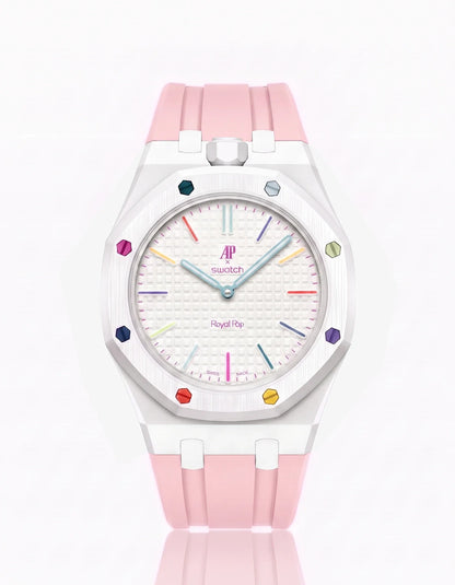 Rubber Strap & Case For AP x Swatch Royal Pop Huit Blanc