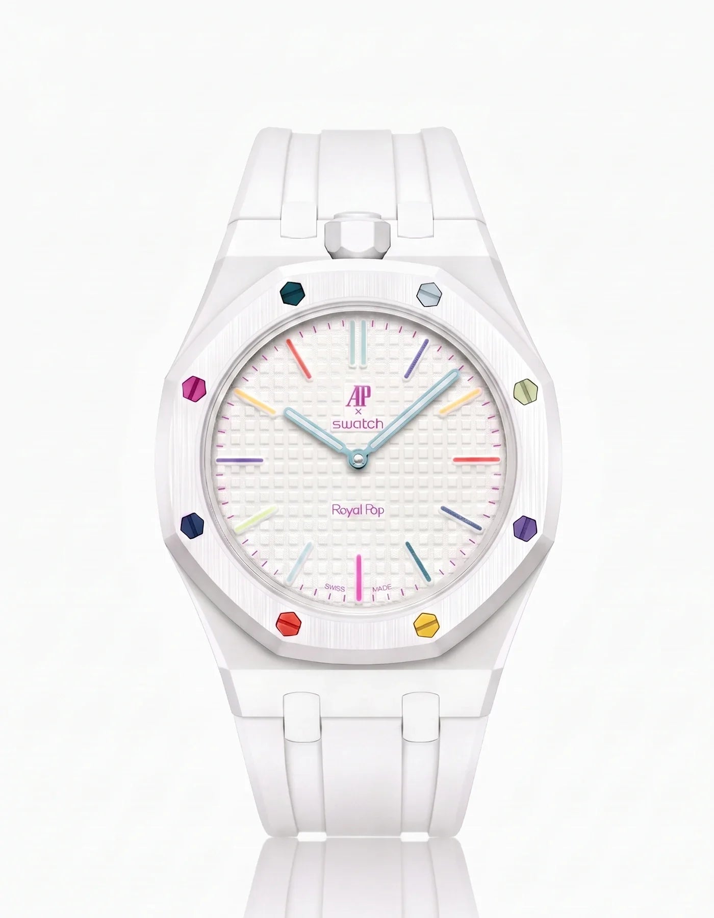 Rubber Strap & Case For AP x Swatch Royal Pop Huit Blanc