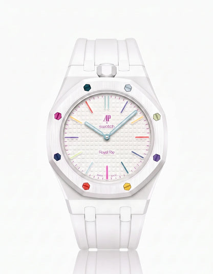 Rubber Strap & Case For AP x Swatch Royal Pop Huit Blanc
