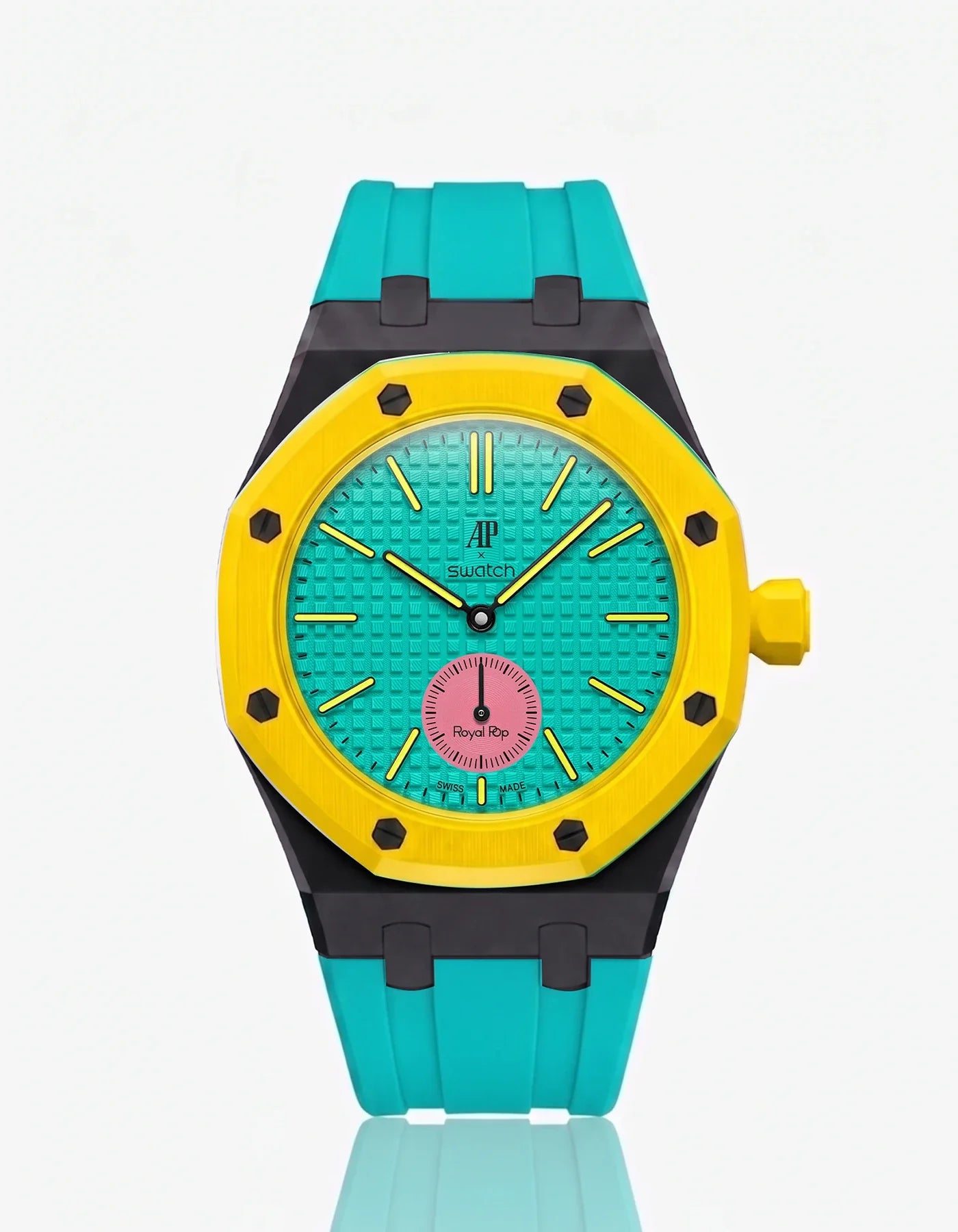 Rubber Strap & Case For AP x Swatch Royal Pop Otg Roz