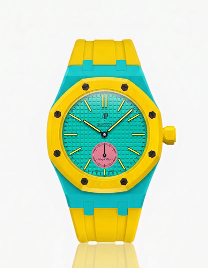 Rubber Strap & Case For AP x Swatch Royal Pop Otg Roz