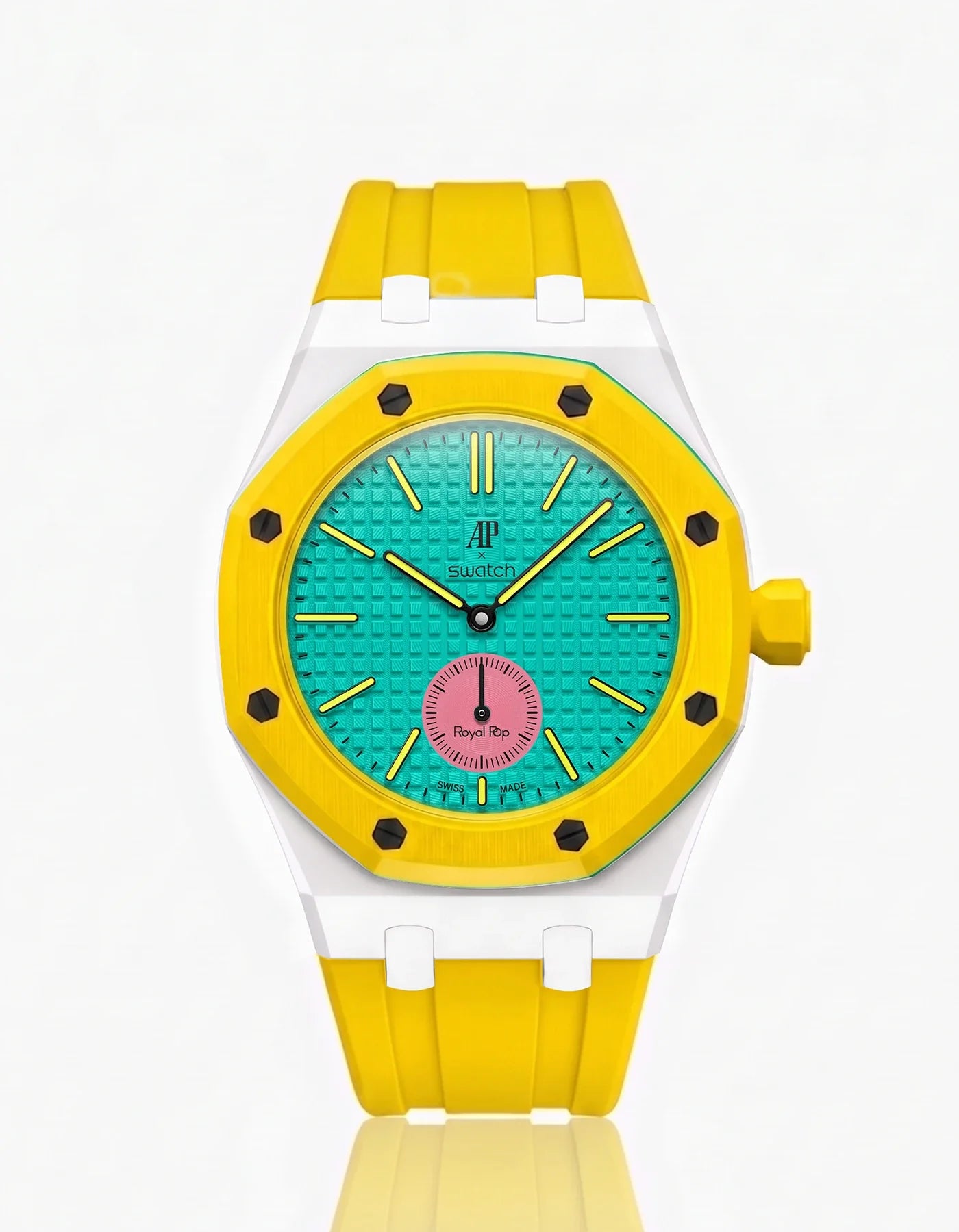 Rubber Strap & Case For AP x Swatch Royal Pop Otg Roz