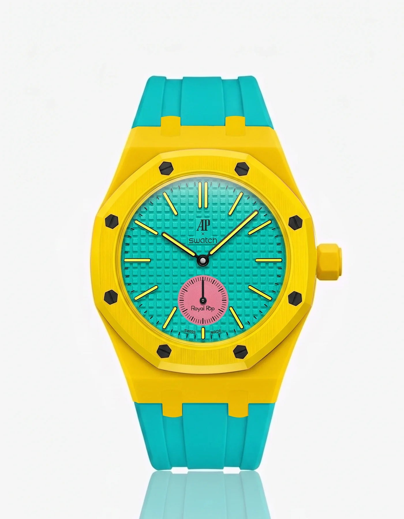 Rubber Strap & Case For AP x Swatch Royal Pop Otg Roz