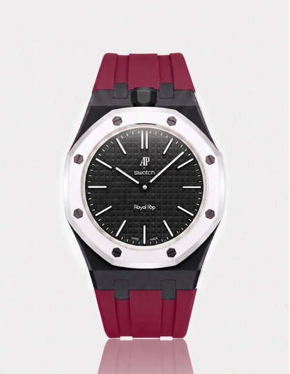 Rubber Strap & Case For AP x Swatch Royal Pop Ocho Negro