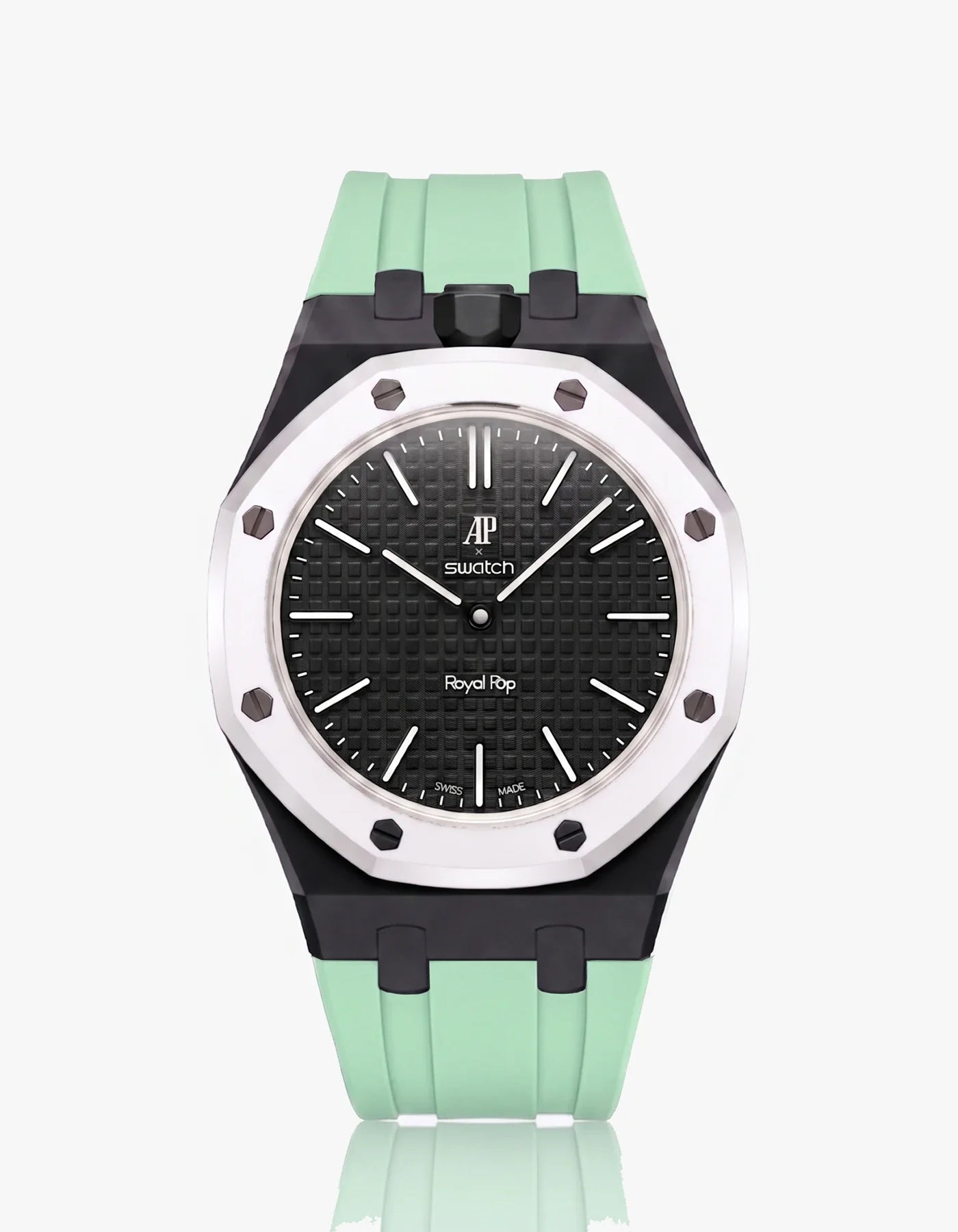 Rubber Strap & Case For AP x Swatch Royal Pop Ocho Negro