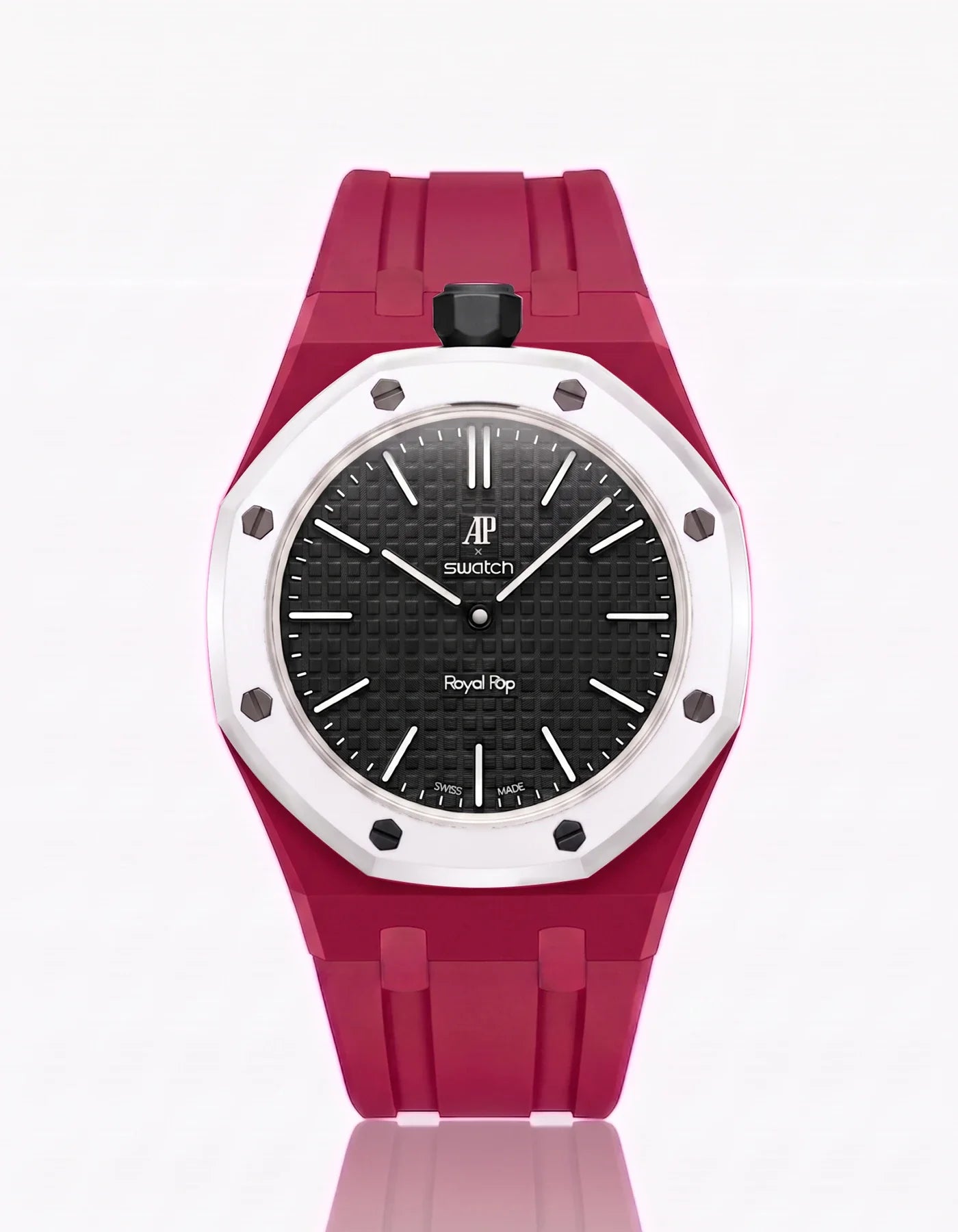 Rubber Strap & Case For AP x Swatch Royal Pop Ocho Negro