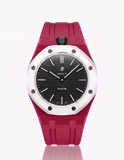 Rubber Strap & Case For AP x Swatch Royal Pop Ocho Negro