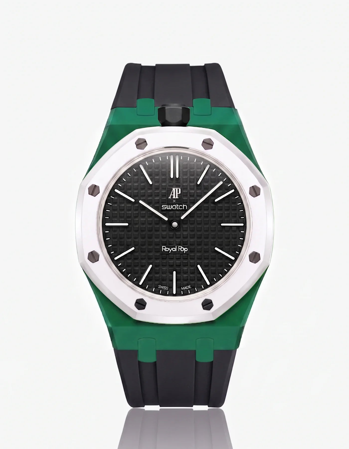 Rubber Strap & Case For AP x Swatch Royal Pop Ocho Negro