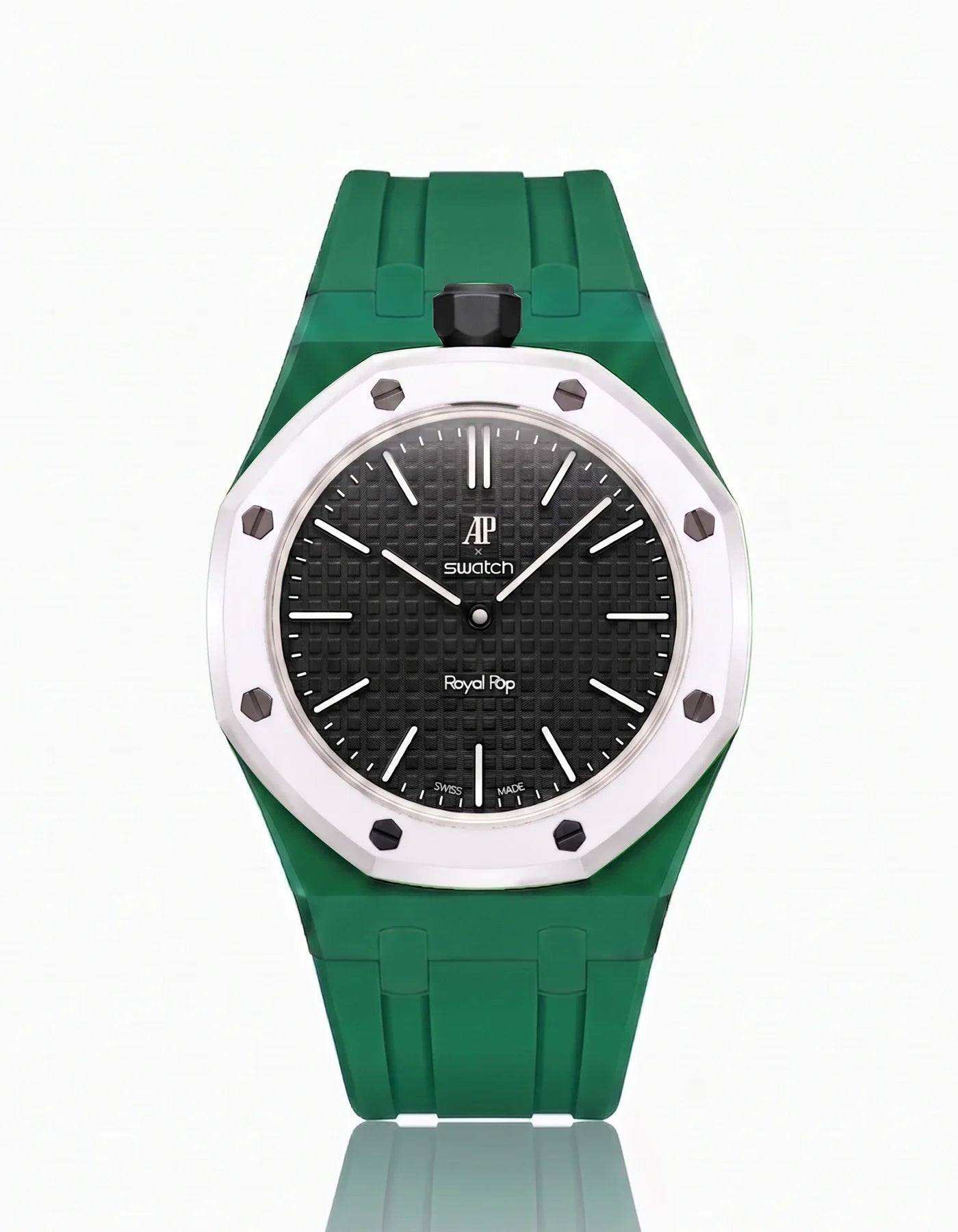 Rubber Strap & Case For AP x Swatch Royal Pop Ocho Negro