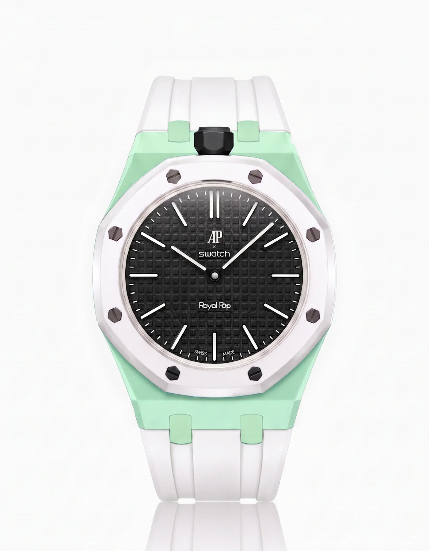 Rubber Strap & Case For AP x Swatch Royal Pop Ocho Negro