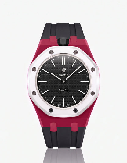 Rubber Strap & Case For AP x Swatch Royal Pop Ocho Negro