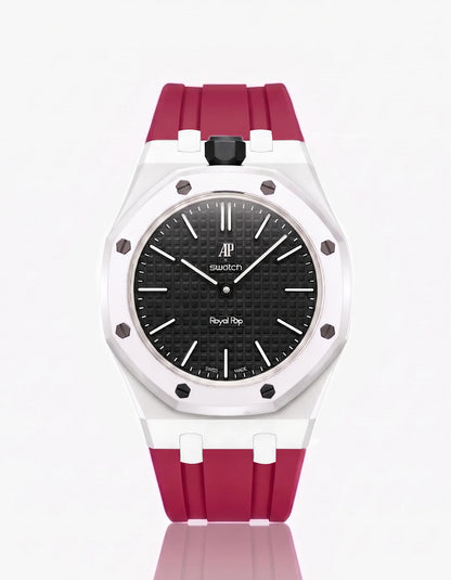 Rubber Strap & Case For AP x Swatch Royal Pop Ocho Negro