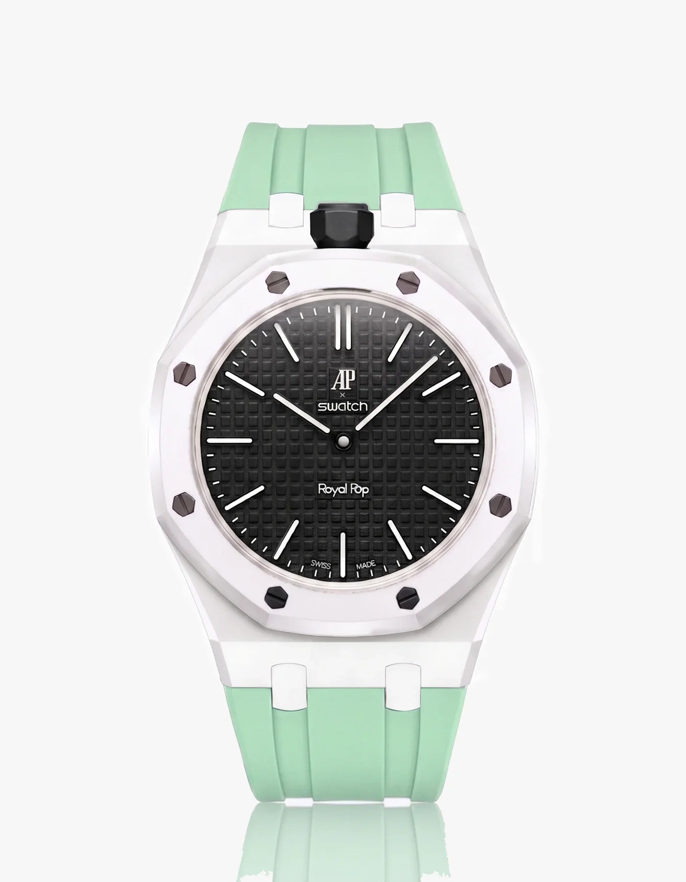 Rubber Strap & Case For AP x Swatch Royal Pop Ocho Negro
