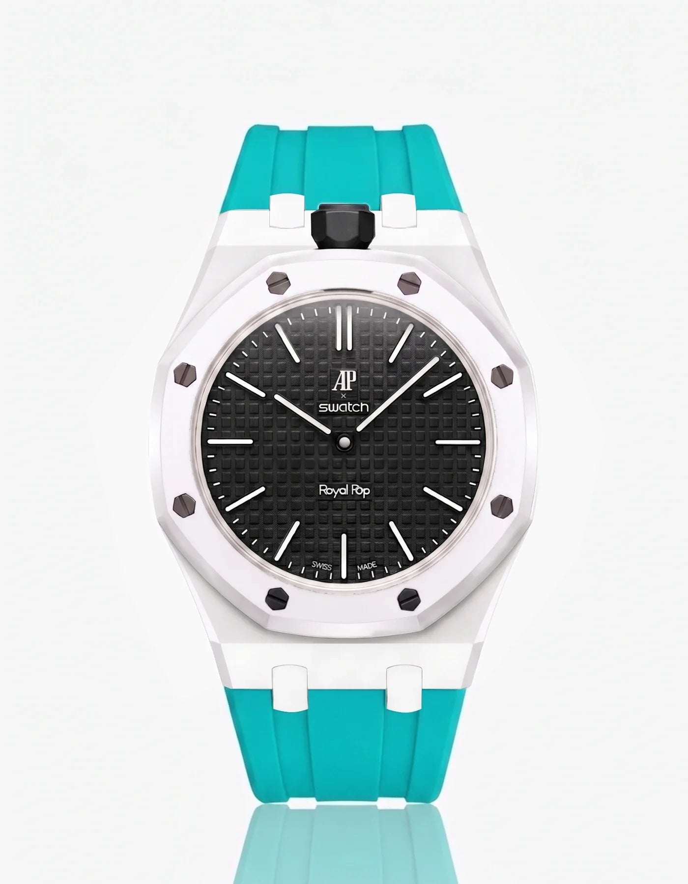 Rubber Strap & Case For AP x Swatch Royal Pop Ocho Negro