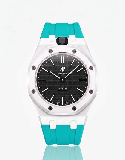 Rubber Strap & Case For AP x Swatch Royal Pop Ocho Negro