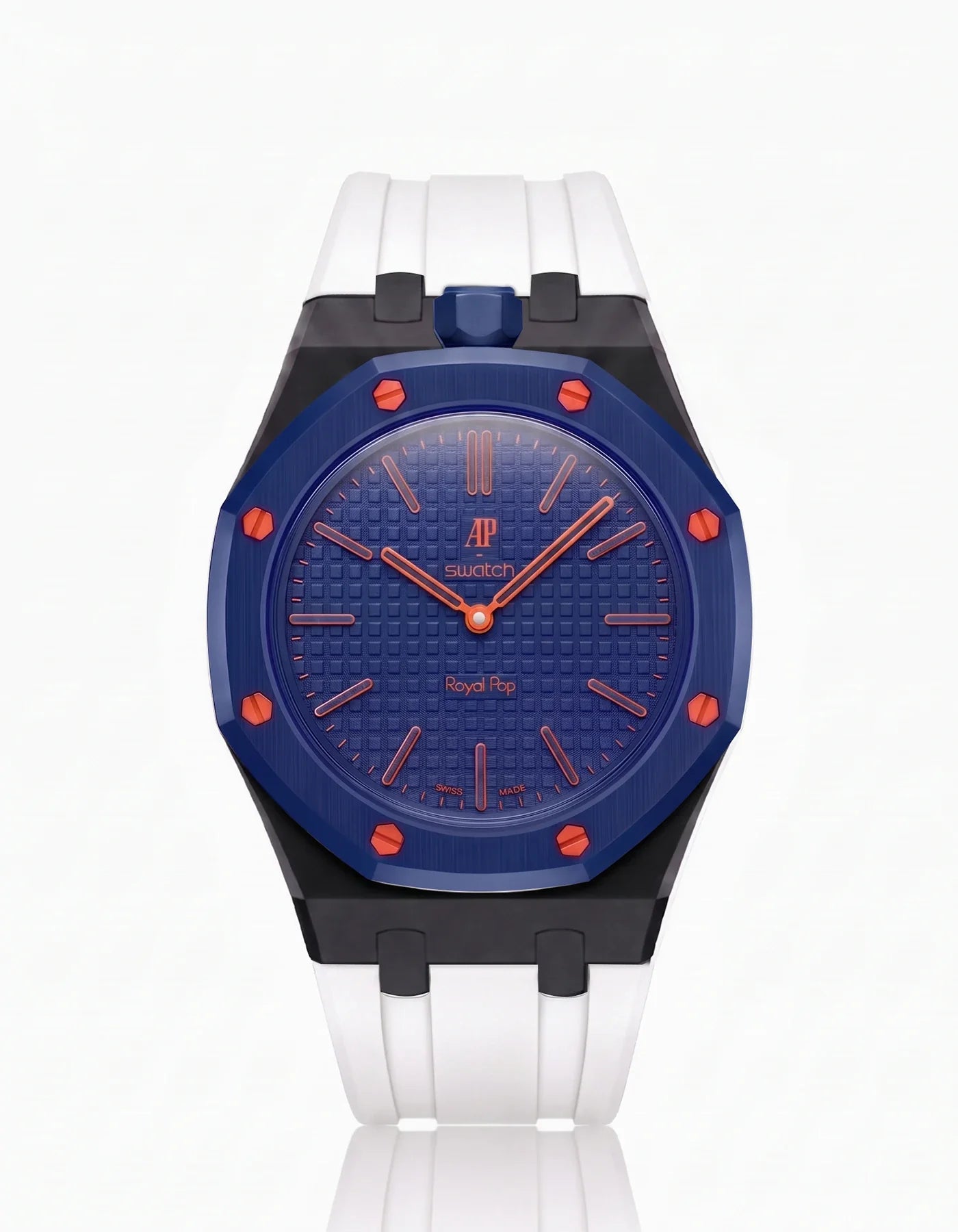 Rubber Strap & Case For AP x Swatch Royal Pop Orenji Hachi