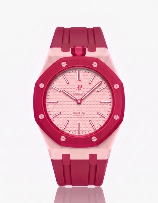 Rubber Strap & Case For AP x Swatch Royal Pop Otto Rosso